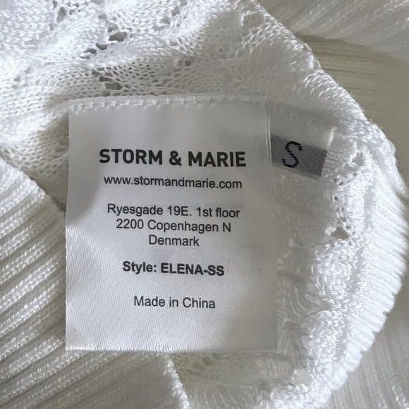 Storm & Marie White Elena SS Sweater Short Sleeve Open Knit Sweater - Picture 6 of 9